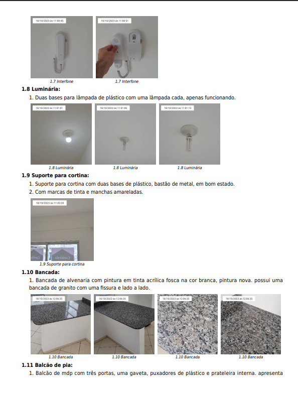 resultado das fotos no aplicativo Pleno Vistorias organizadas no PDF por item