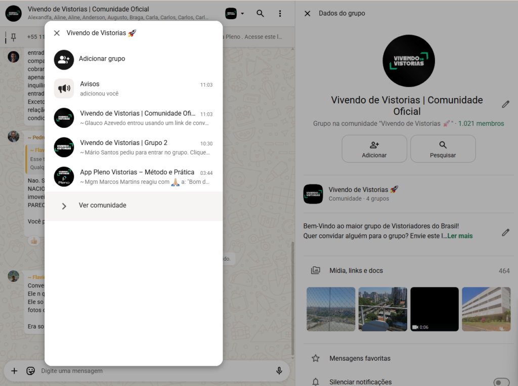 Comunidade do curso de vistorias