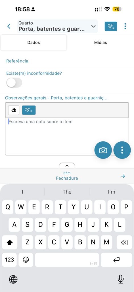 Vistoria por item no Pleno com ambiente modelo e itens padrão configurados na plataforma